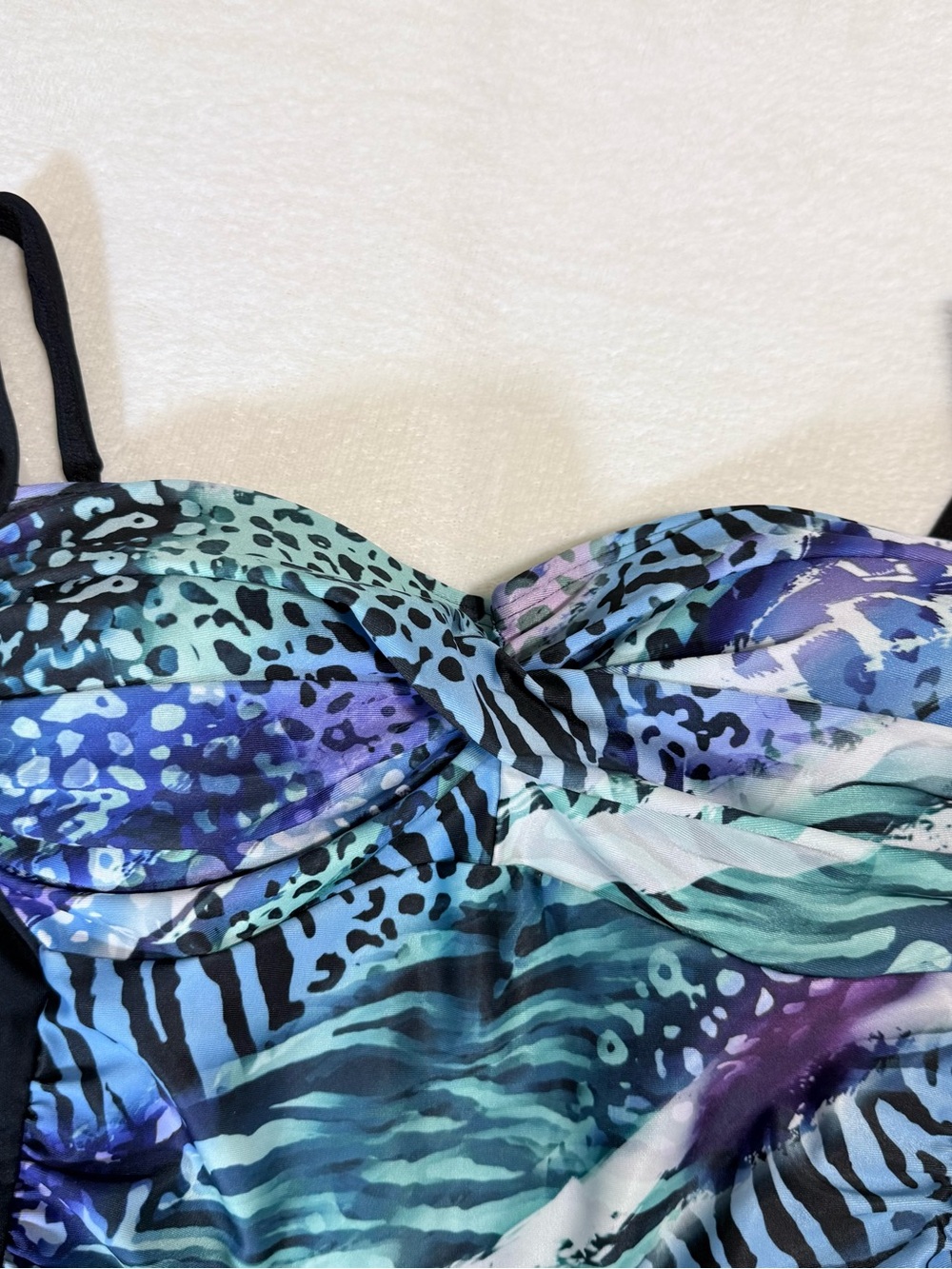 Pursuit w/Tummy Control Blue-Green Animal Print Ruched One Piece- NWT- Size 12 - Picture 6 of 14